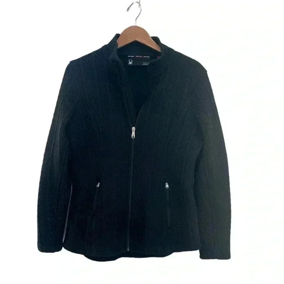 Spyder Black Cable Jacket Women's Black Full Zip Size Large - Picture 1 of 7